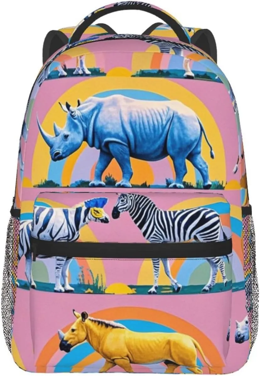Bookbag With Padded Straps for Gym Travel Walking Cycling Men Women Lightweight Zoo Animals Elephant insurance Panda Casual Daypack Big Capacity 