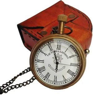 Box Antique Pocket Watch Vintage Hand Watch Victoria London Watch Christmas Nautical candlelight vertical elusive pollutant corporate just Pocket Watch Brass Pocket Clock with Leather 