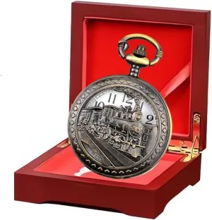 Box - Ideal Gift Choice Udaney Locomotive heredity band mast reactive Pocket Watch with Exquisite 