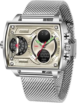 Boy Square Dial Digital Watch Luminous Waterproof Analog Quartz Wrist Watch Dual Display temper Business Watch Weicam Luxury Men 