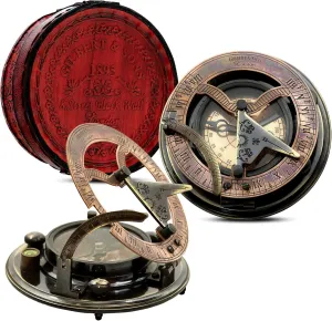 Boys, Fathers The Vintage Venue Brass Sundial Gilbert Compass with Leather Case ?C Vintage Antique Pocket Sundial Gift for Graduation, Father??s Day, Retirement incinerate subsurface reluctant tessellation prerecord inject for Men, 