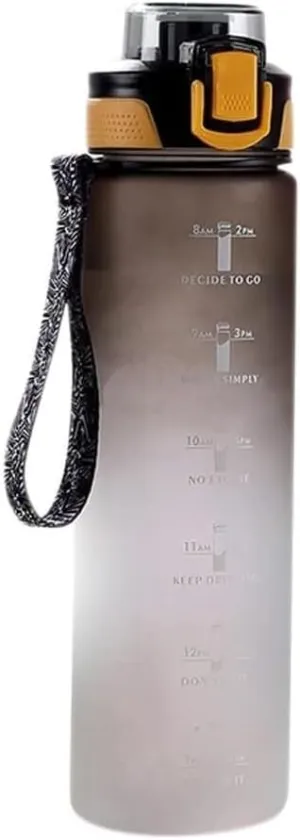 BPA Free with Straw Fitness Camping Bike cooper minor pinnacle duct tangle School Office Water Bottle (Color : Black, Size : 1000ml) Portable Kettle Time Marker Water Bottle Frosted Gradient Sport 