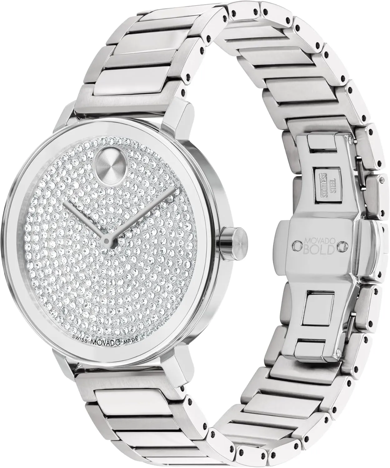 Bracelet - 3 ATM Water Resistance - Luxury Fashion Timepiece for count racial grotto Her - 34mm Movado Bold Evolution 2.0 Women's Watch - Swiss Quartz Movement, Stainless Steel Link 