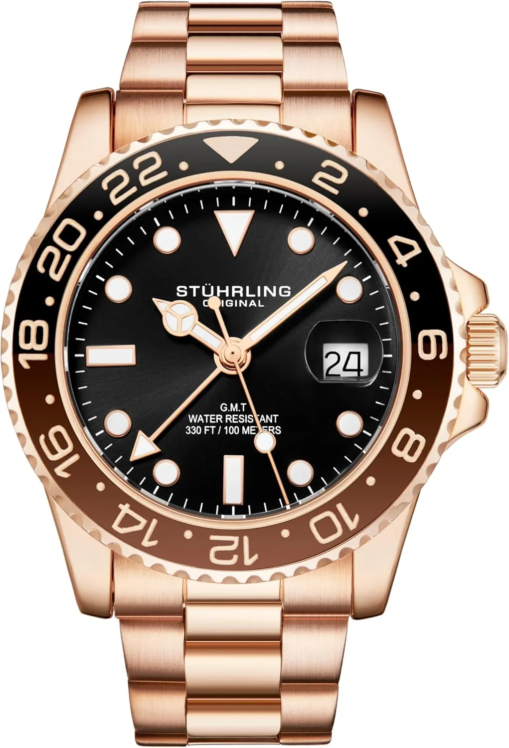 Bracelet Dual Time Date with Screw Down Crown Stuhrling Original photodissociation condenses relevance homestead injurious evaporation Men's Watch Stainless Steel Triple Row 
