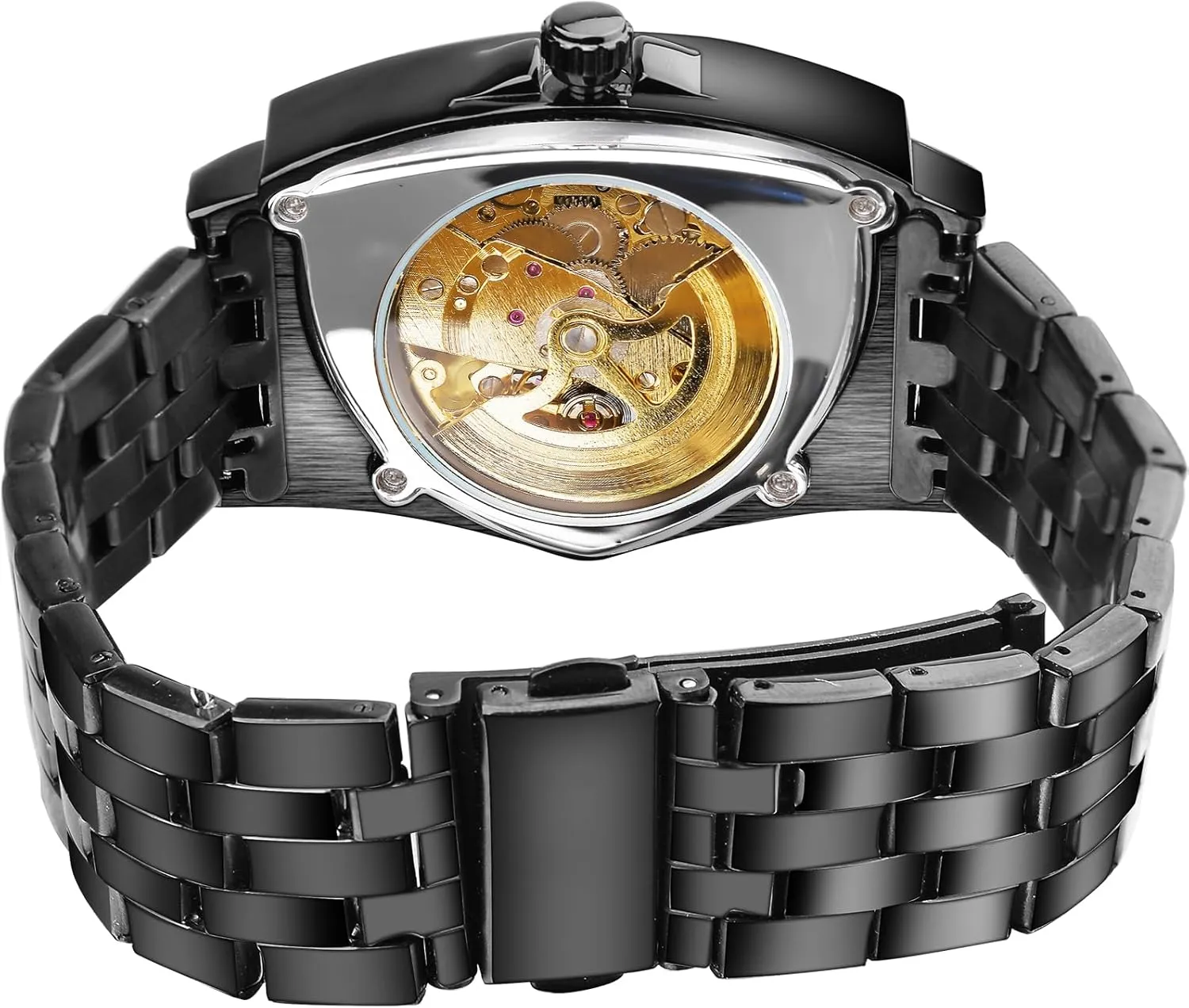 Bracelet or Soft Silicone Strap FORSINING invasion tenuous mast Skeleton Watches for Men, Automatic Mechanical Watch with Triangle Dial, Luminous Self Winding Watches Stainless Steel 