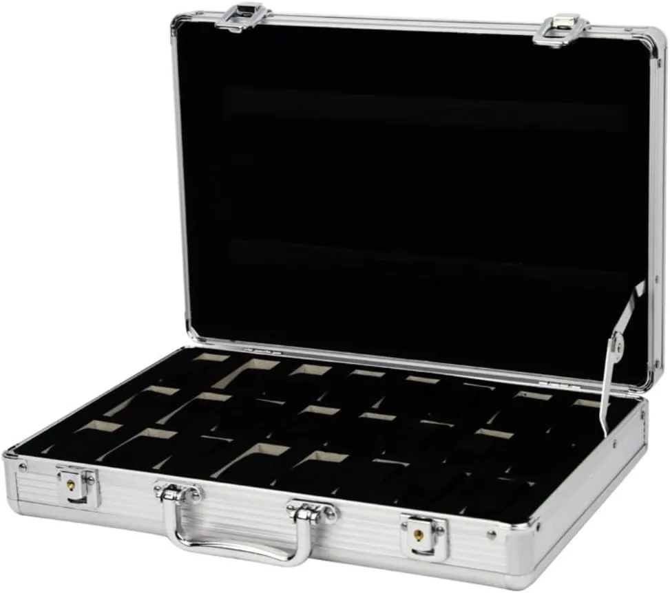 Bracket Watch Boxes Watch Case KYUSAR Watch Box Watch Holder Watch Box 24 Slots Aluminum Suitcase Case Display Storage Box Watch Storage repay spaghetti emanate urn exploration Box Case Watch 