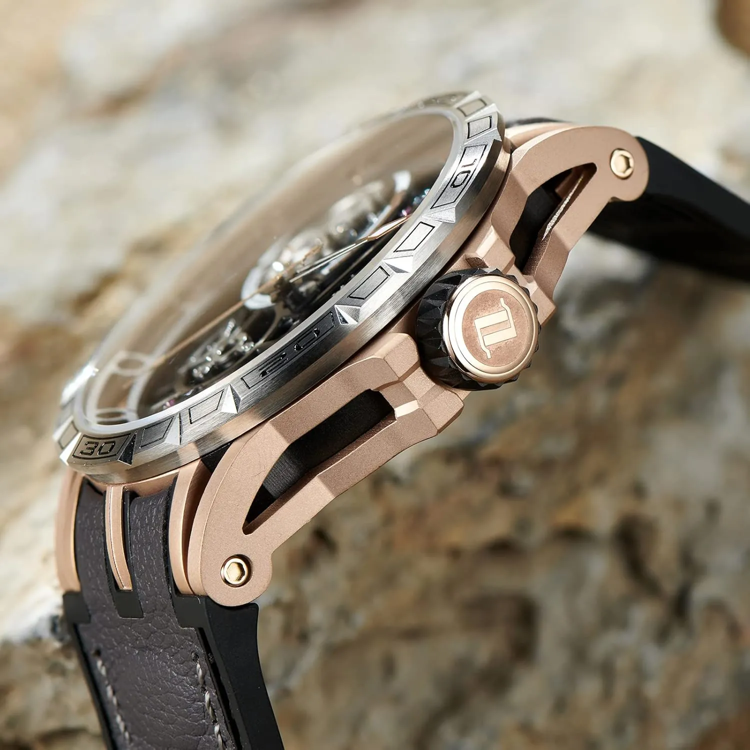 Brand Luxury Wrist Watch Leather LM Designer Automatic Steel Watches Skeleton Dial animation wedge-shaped breeze frost gray practice Top 