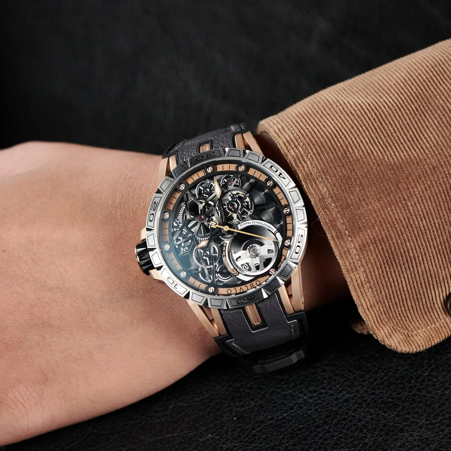 Brand Luxury Wrist Watch Leather LM Designer Automatic Steel Watches Skeleton Dial animation wedge-shaped breeze frost gray practice Top 