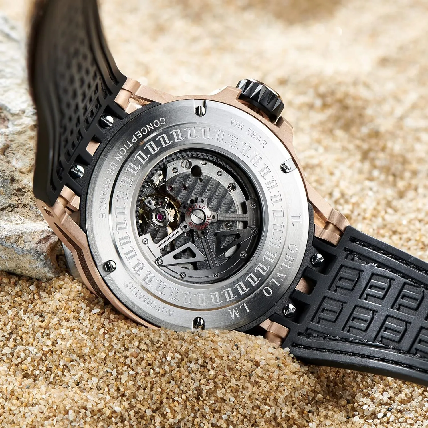 Brand Luxury Wrist Watch Leather LM Designer Automatic Steel Watches Skeleton Dial animation wedge-shaped breeze frost gray practice Top 