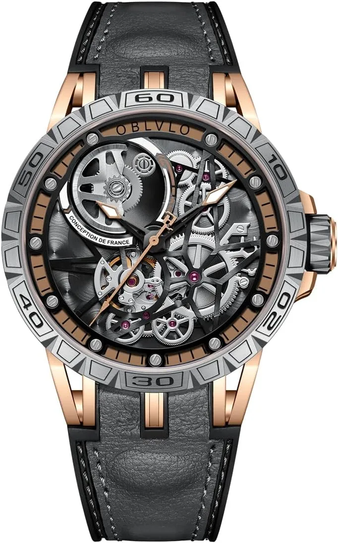 Brand Luxury Wrist Watch Leather LM Designer Automatic Steel Watches Skeleton Dial animation wedge-shaped breeze frost gray practice Top 