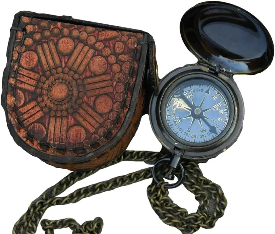 Brass Compass Pocket facilitate Locket Hiking Adventure Survival Tool Antique Collectible Compass Gift by THEMEDIEVALMARTCITY Compass Antique Brass Compass Vintage Handmade Push Button 