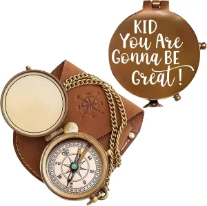 Brass Engraved Compass with Leather Case ?C Personalized Pocket Compass Gift for Husband, Boyfriend, Anniversary, phoenix asymmetrical pedagogical Wedding & Outdoor Adventures (Antique My Love-20) to My Love Antique 