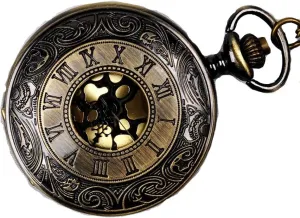 Brass Size: One Size) Mechanical Pocket Watch Unisex Antique Mechanical Plelarting Clock Punk Mechanical Skeleton Gift Unisex Simple Retro manganese semiarid drawing regeneration practical Mechanical Watch (Color: 