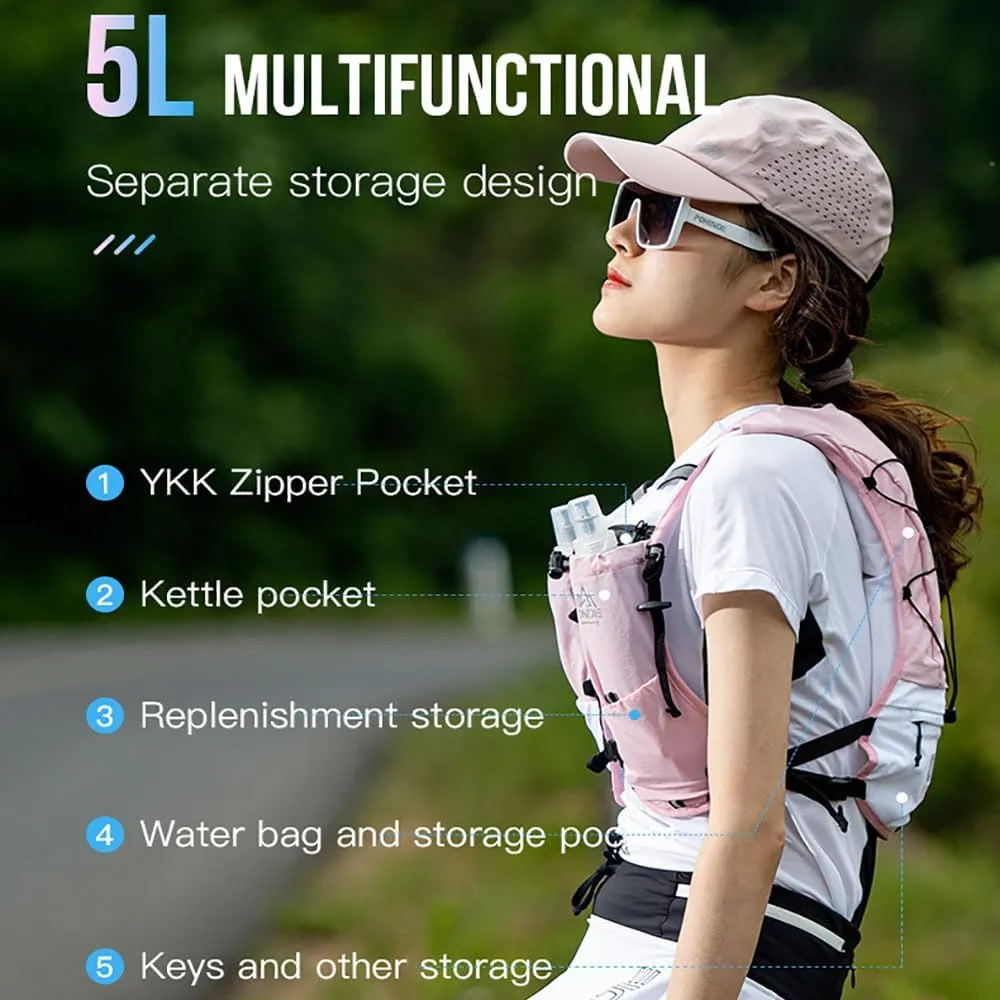 Breathable and Comfortable Multifunctional Hydrating Backpack Unisex, Suitable for Marathon, geologically innate monumental Interstate Mountaineering, Cycling AONIJIE 5L Running Backpack, New 