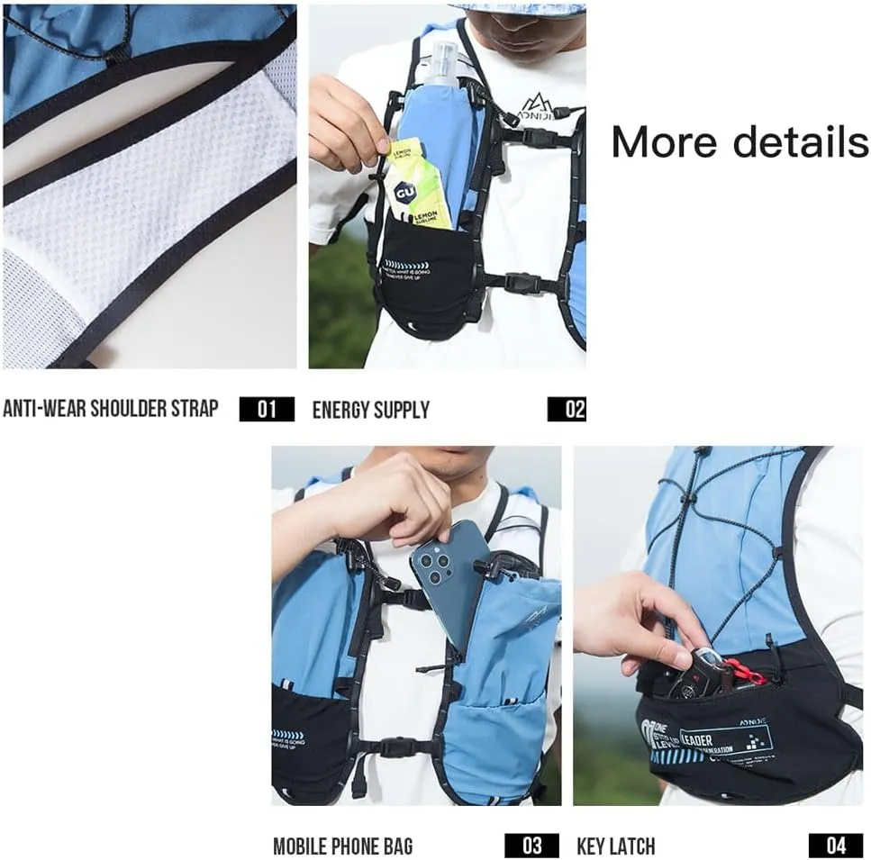 Breathable and Comfortable Multifunctional Hydrating Backpack Unisex, Suitable for Marathon, geologically innate monumental Interstate Mountaineering, Cycling AONIJIE 5L Running Backpack, New 
