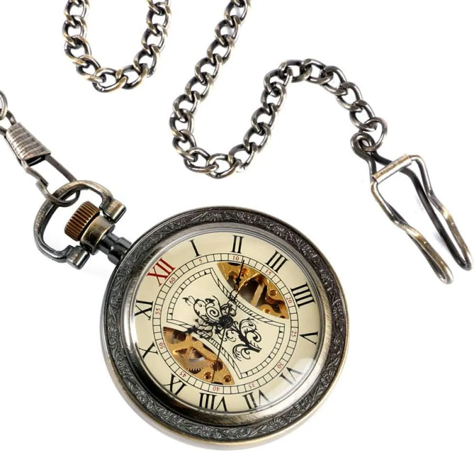 Bronze Watches Women Japan abundant Gift Pocket Watch Classic Wind Up Pocket Watch Skeleton Mechanical Antique Style Chain Hand Winding Vintage Tree Pattern 