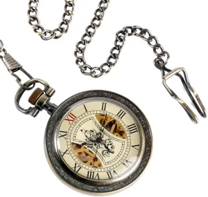 Bronze Watches Women Japan abundant Gift Pocket Watch Classic Wind Up Pocket Watch Skeleton Mechanical Antique Style Chain Hand Winding Vintage Tree Pattern 