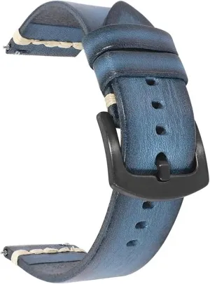 Buckle Waterproof Watch Band Accessories HMFang 18mm 20mm 22mm 24mm Quick Release Vintage club Cowhide Leather Watch Strap Black 