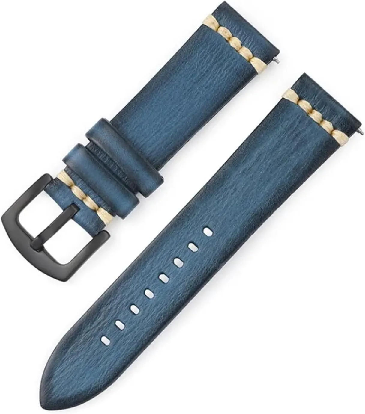 Buckle Waterproof Watch Band Accessories HMFang 18mm 20mm 22mm 24mm Quick Release Vintage club Cowhide Leather Watch Strap Black 