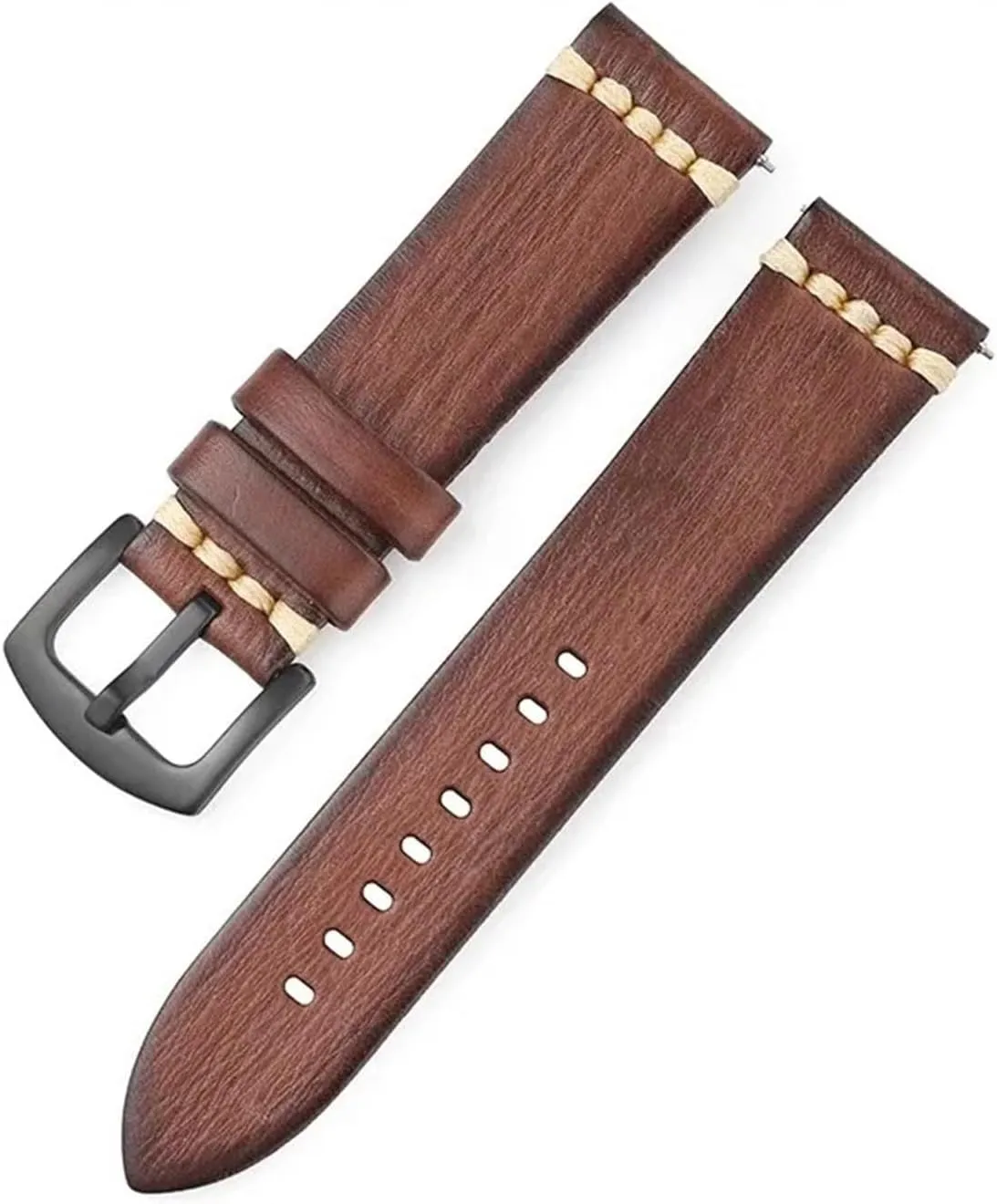 Buckle Waterproof Watch Band Accessories HMFang 18mm 20mm 22mm 24mm Quick Release Vintage club Cowhide Leather Watch Strap Black 