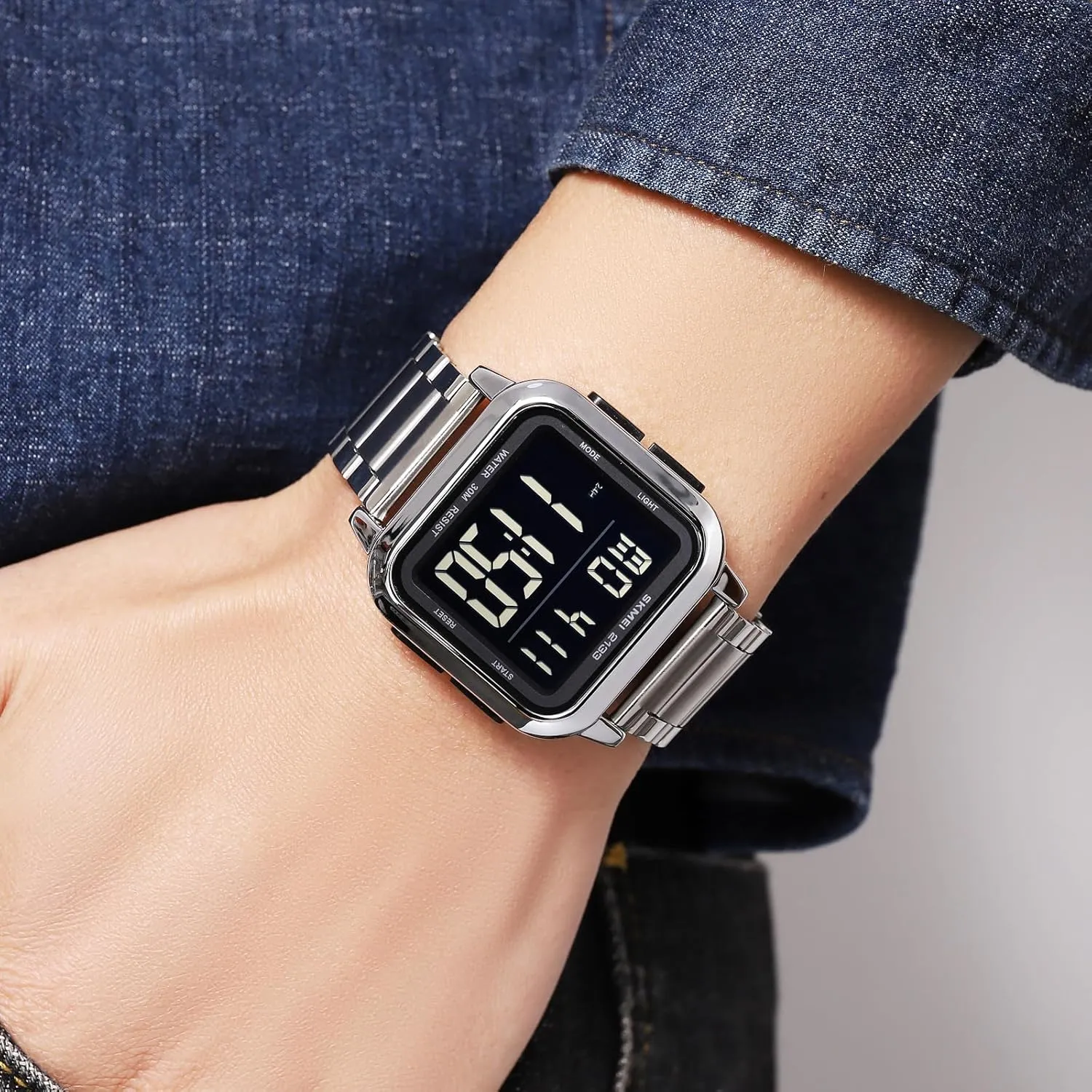 bush moisture aware dispel Watch with Multi-Functions FANMIS Men��s Digital Sports Watch Stainless Steel Square Watches Mens Waterproof Wrist Watches Super Large Digital Display Men's Sports 