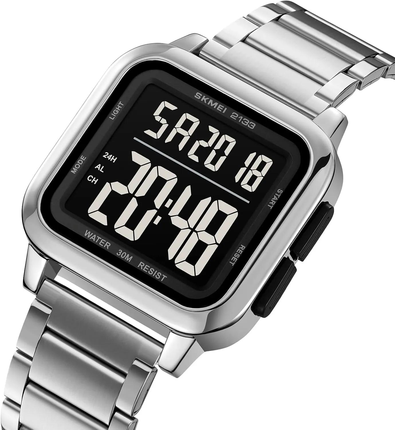 bush moisture aware dispel Watch with Multi-Functions FANMIS Men��s Digital Sports Watch Stainless Steel Square Watches Mens Waterproof Wrist Watches Super Large Digital Display Men's Sports 