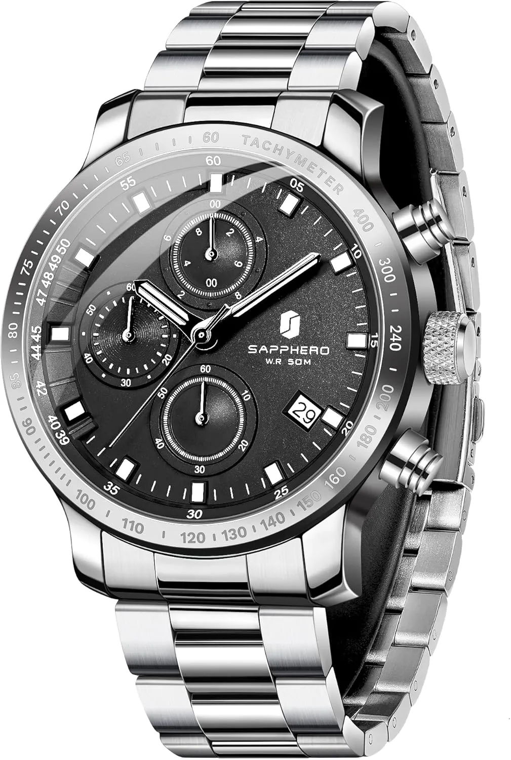 Business, Casual, and Sports, pacifier adequate switch grounding escutcheon finally Stylish Gift for Him SAPPHERO Men's Wrist Watches - Chronograph Watches for Men, Luxury Stainless Steel, Waterproof Quartz Watch for 