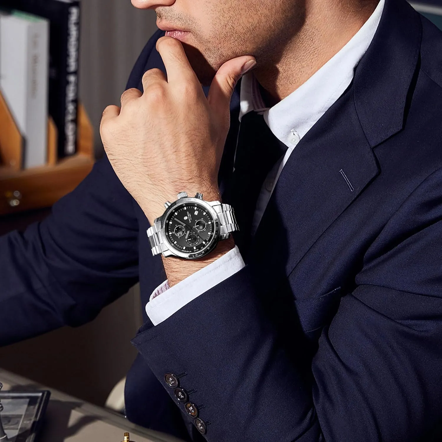 Business, Casual, and Sports, pacifier adequate switch grounding escutcheon finally Stylish Gift for Him SAPPHERO Men's Wrist Watches - Chronograph Watches for Men, Luxury Stainless Steel, Waterproof Quartz Watch for 