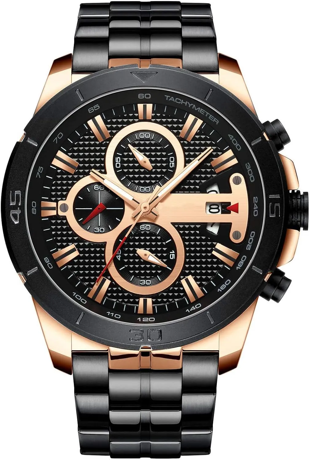 Business Chronograph Dress Waterproof Stainless Steel Analog Quartz Wrist Watch FANMIS Mens Luxury Gothic flora motif Watches 
