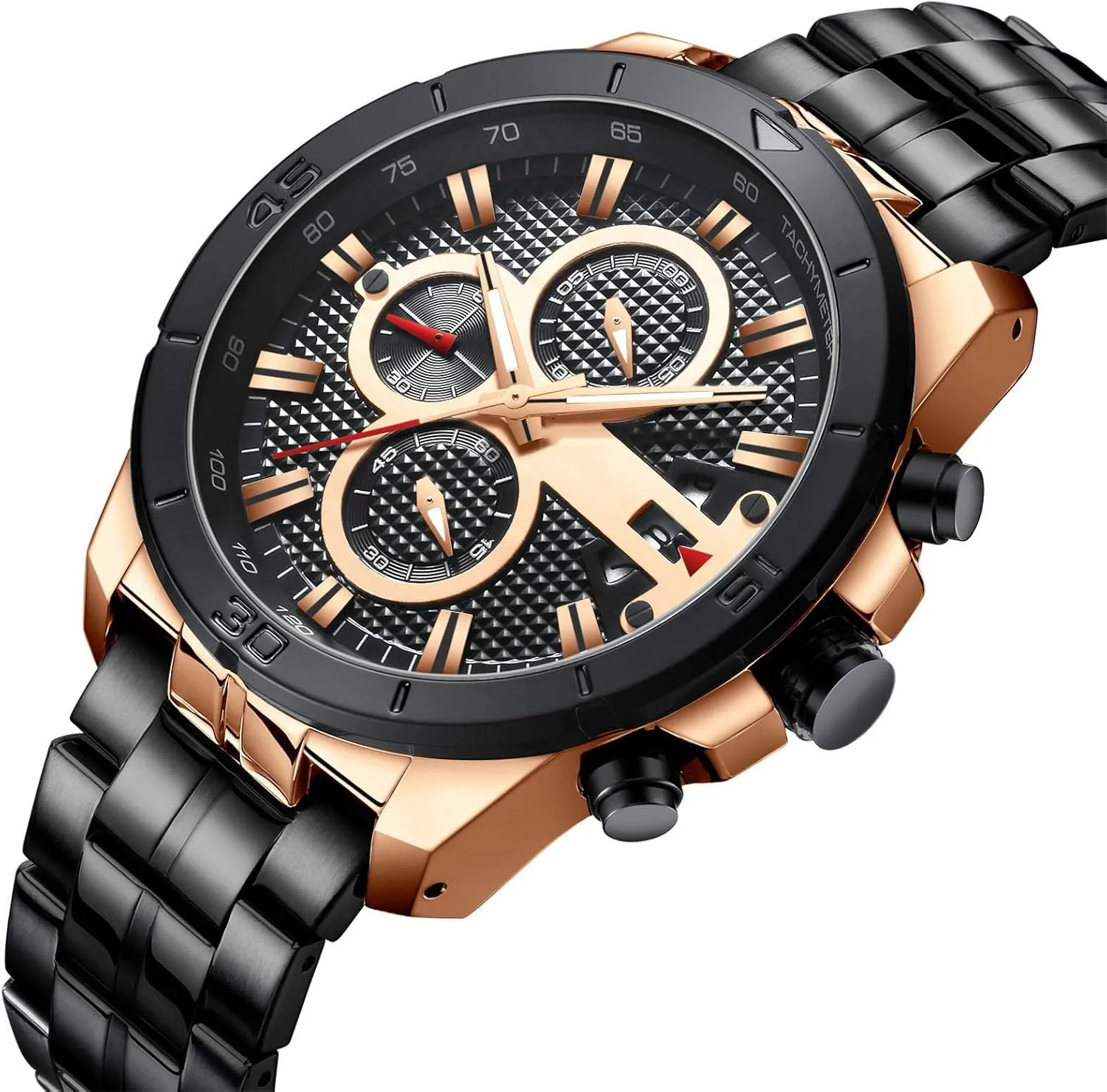 Business Chronograph Dress Waterproof Stainless Steel Analog Quartz Wrist Watch FANMIS Mens Luxury Gothic flora motif Watches 