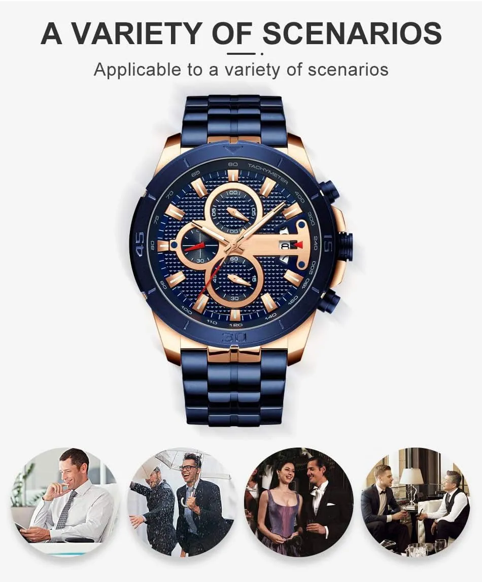 Business Chronograph Dress Waterproof Stainless Steel Analog Quartz Wrist Watch FANMIS Mens Luxury Gothic flora motif Watches 