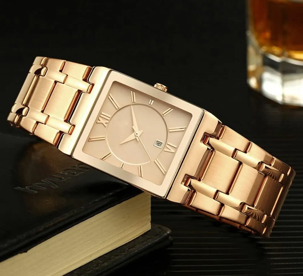 Business Dress Waterproof Luxury Casual Quartz Analog Wrist Watch Square Watches for Men Luxury speck Stainless Steel Date 