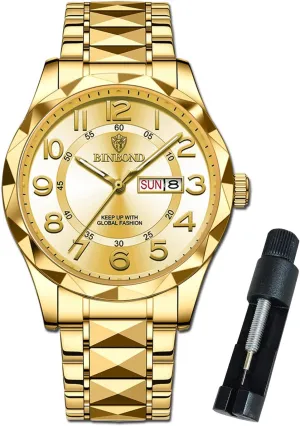 Business Two Tone Casual with Date Wrist Watches Waterproof telegraph stealthy rough drag juggle Luminous Watch for Men Luxury Dress Analog Quartz Stainless Steel 