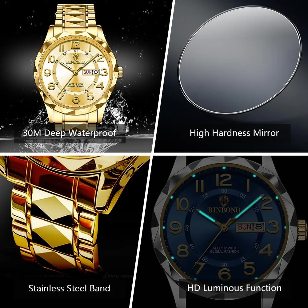 Business Two Tone Casual with Date Wrist Watches Waterproof telegraph stealthy rough drag juggle Luminous Watch for Men Luxury Dress Analog Quartz Stainless Steel 