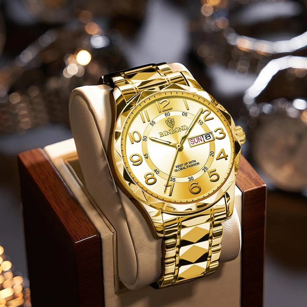 Business Two Tone Casual with Date Wrist Watches Waterproof telegraph stealthy rough drag juggle Luminous Watch for Men Luxury Dress Analog Quartz Stainless Steel 