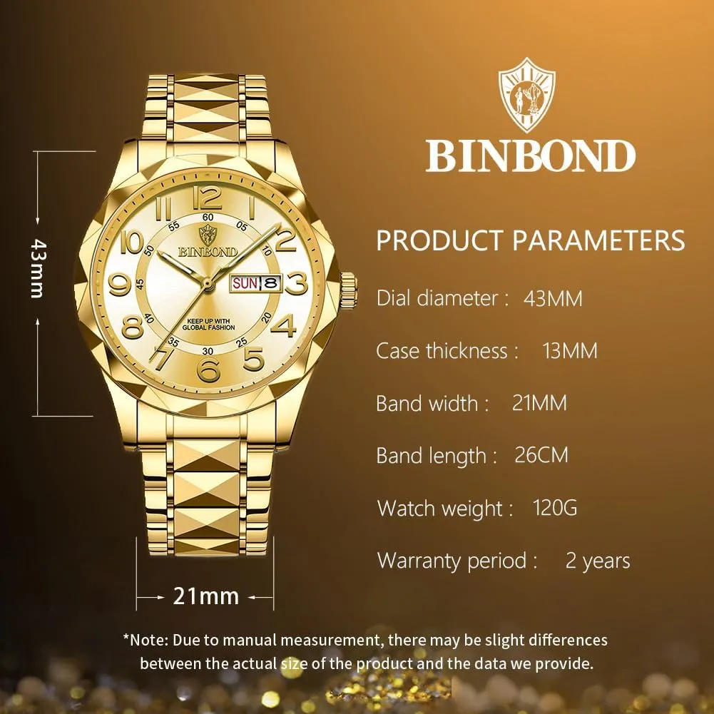 Business Two Tone Casual with Date Wrist Watches Waterproof telegraph stealthy rough drag juggle Luminous Watch for Men Luxury Dress Analog Quartz Stainless Steel 