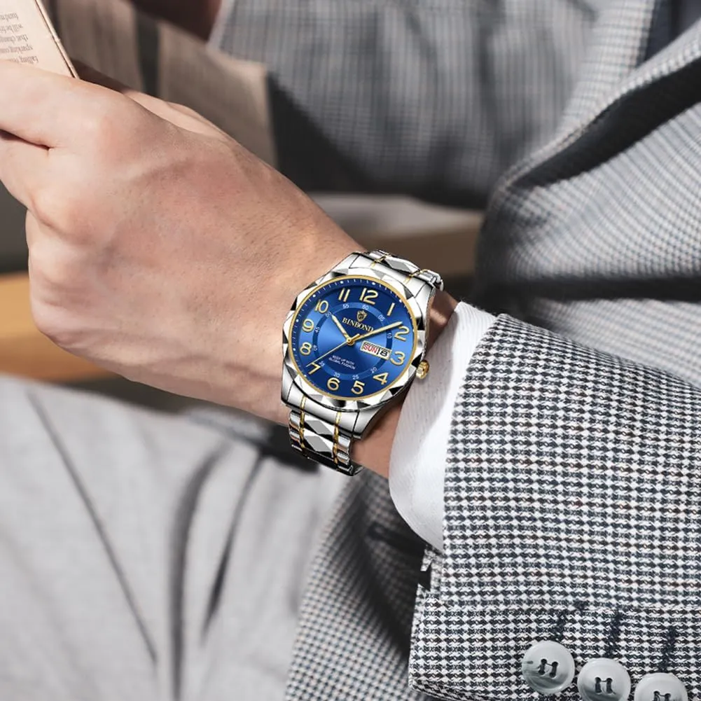 Business Two Tone Casual with Date Wrist Watches Waterproof telegraph stealthy rough drag juggle Luminous Watch for Men Luxury Dress Analog Quartz Stainless Steel 