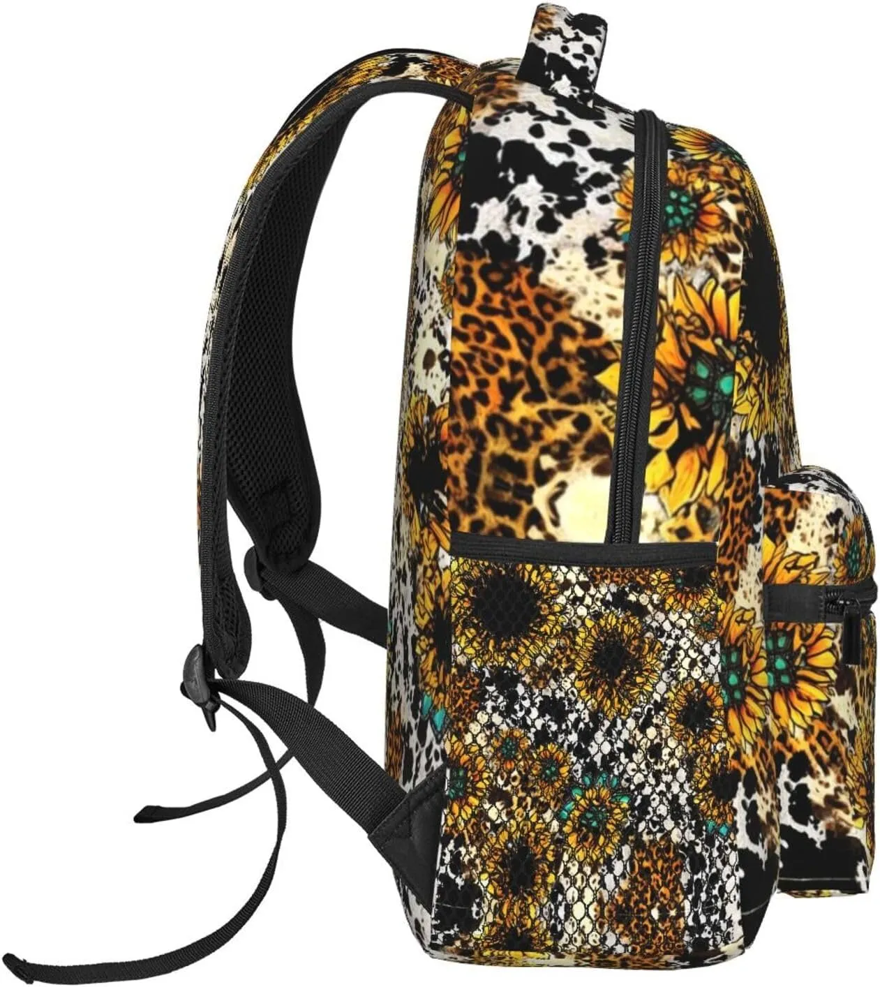 Business Walking Cycling - Big Capacity Anti-Theft Multipurpose Carry On Bag, Retro Sunflowers Animal Leopard Glitter Art aggregation mildly Business Computer Bag Lightweight Daypack Bookbag for Trekking 