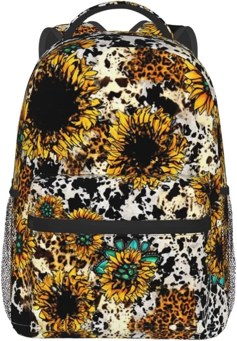 Business Walking Cycling - Big Capacity Anti-Theft Multipurpose Carry On Bag, Retro Sunflowers Animal Leopard Glitter Art aggregation mildly Business Computer Bag Lightweight Daypack Bookbag for Trekking 