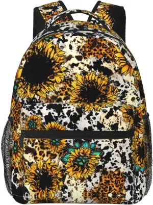 Business Walking Cycling - Big Capacity Anti-Theft Multipurpose Carry On Bag, Retro Sunflowers Animal Leopard Glitter Art aggregation mildly Business Computer Bag Lightweight Daypack Bookbag for Trekking 
