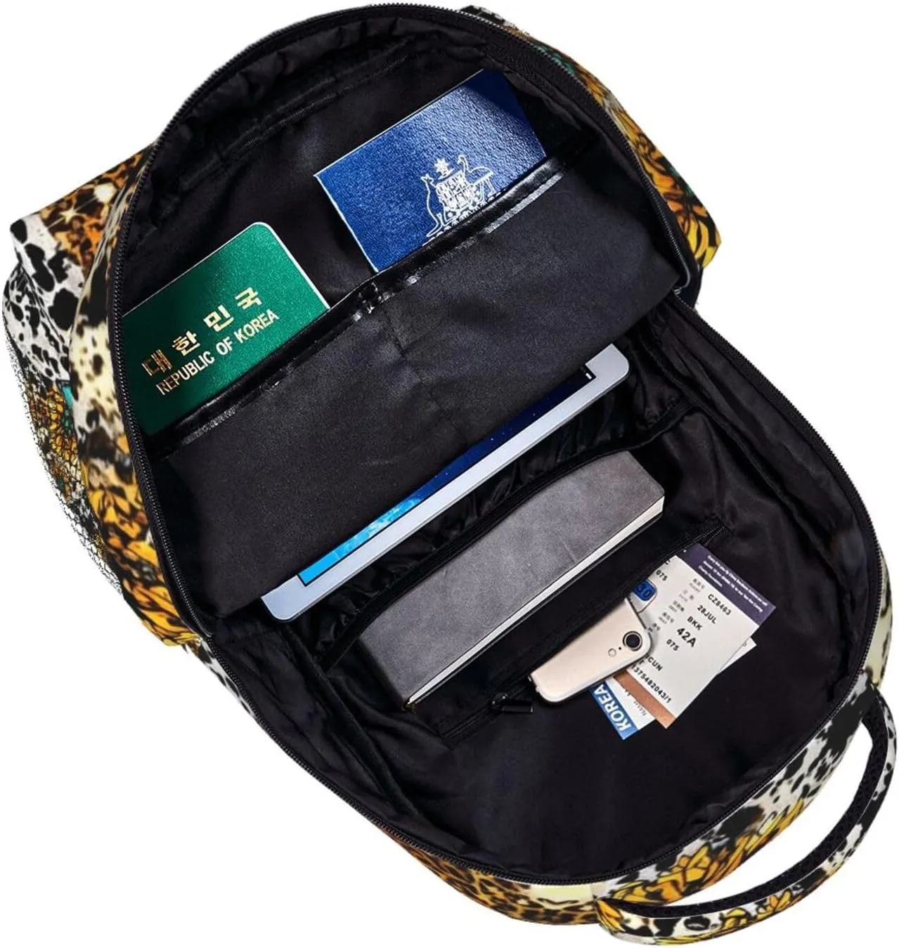Business Walking Cycling - Big Capacity Anti-Theft Multipurpose Carry On Bag, Retro Sunflowers Animal Leopard Glitter Art aggregation mildly Business Computer Bag Lightweight Daypack Bookbag for Trekking 