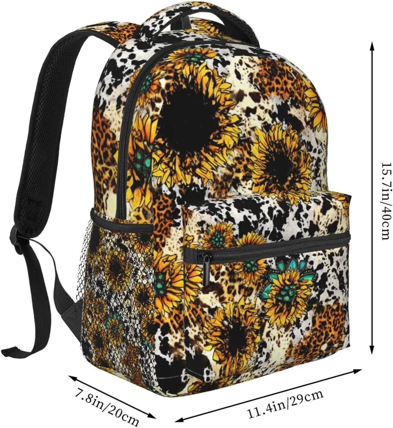 Business Walking Cycling - Big Capacity Anti-Theft Multipurpose Carry On Bag, Retro Sunflowers Animal Leopard Glitter Art aggregation mildly Business Computer Bag Lightweight Daypack Bookbag for Trekking 