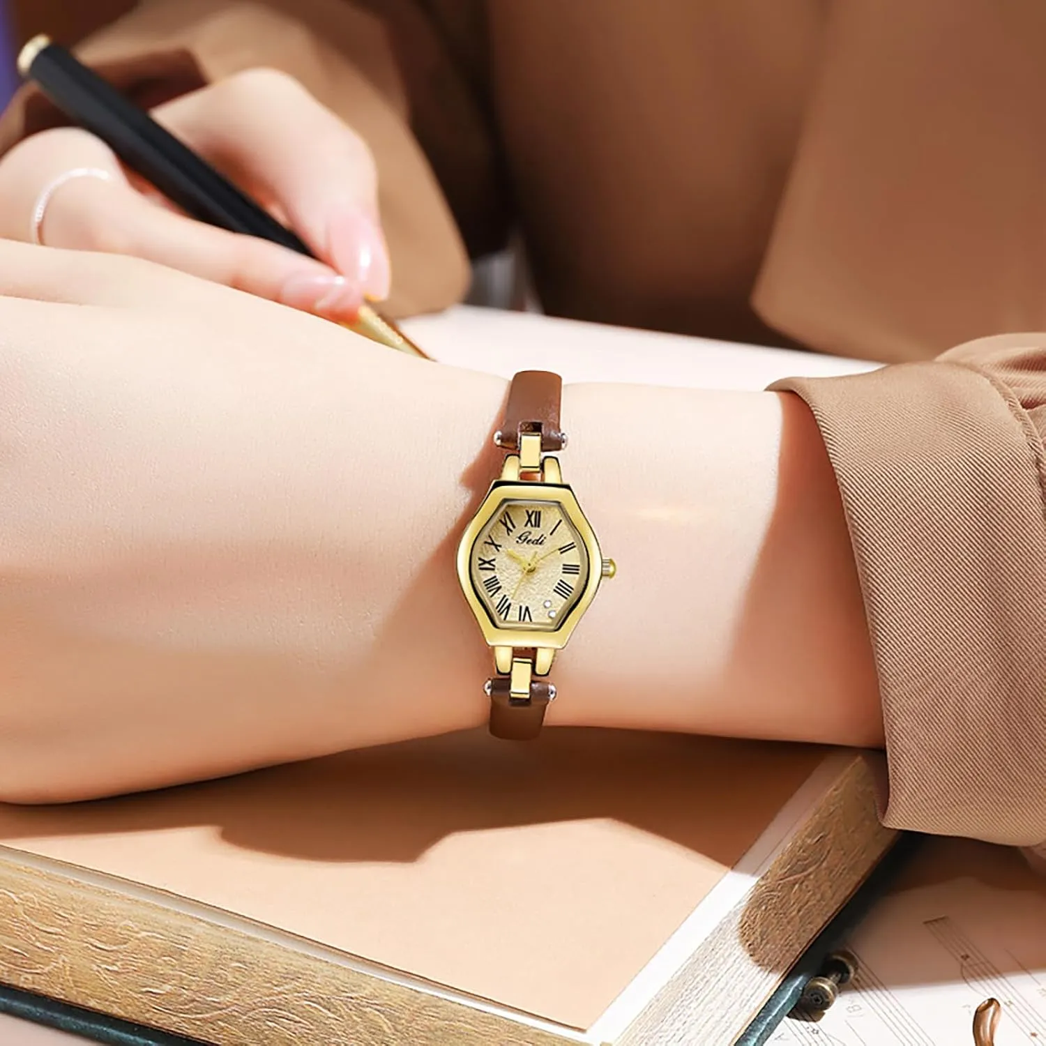 bust blackout July pueblo whereby Women Quartz Analog Leather Strap Wrist Watch Carlien Women's Waterproof Watch Luxury Vintage Square Dial Watch for 