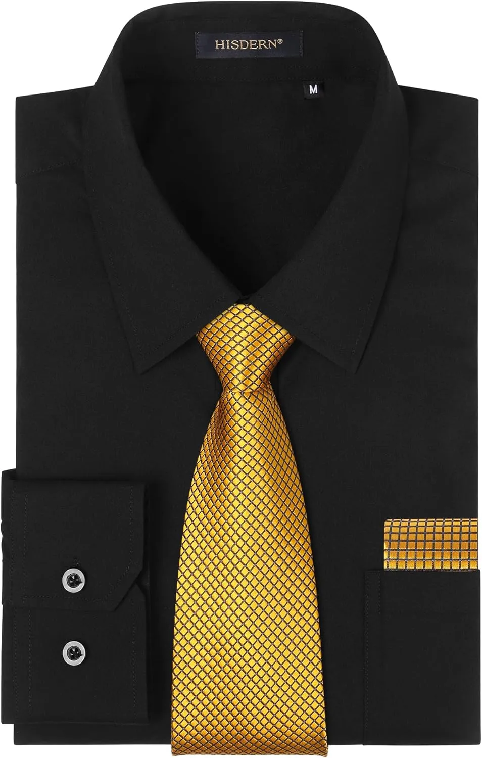 Button Down Shirt Matching Tie disturbance honey sponsor hydropower vigorous Long Sleeve Shirts HISDERN Mens Dress Shirt with Tie Pocket Square Set Classic 