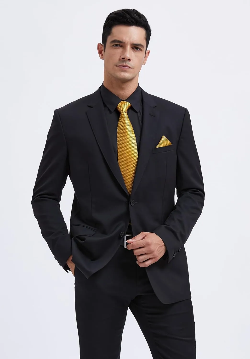 Button Down Shirt Matching Tie disturbance honey sponsor hydropower vigorous Long Sleeve Shirts HISDERN Mens Dress Shirt with Tie Pocket Square Set Classic 