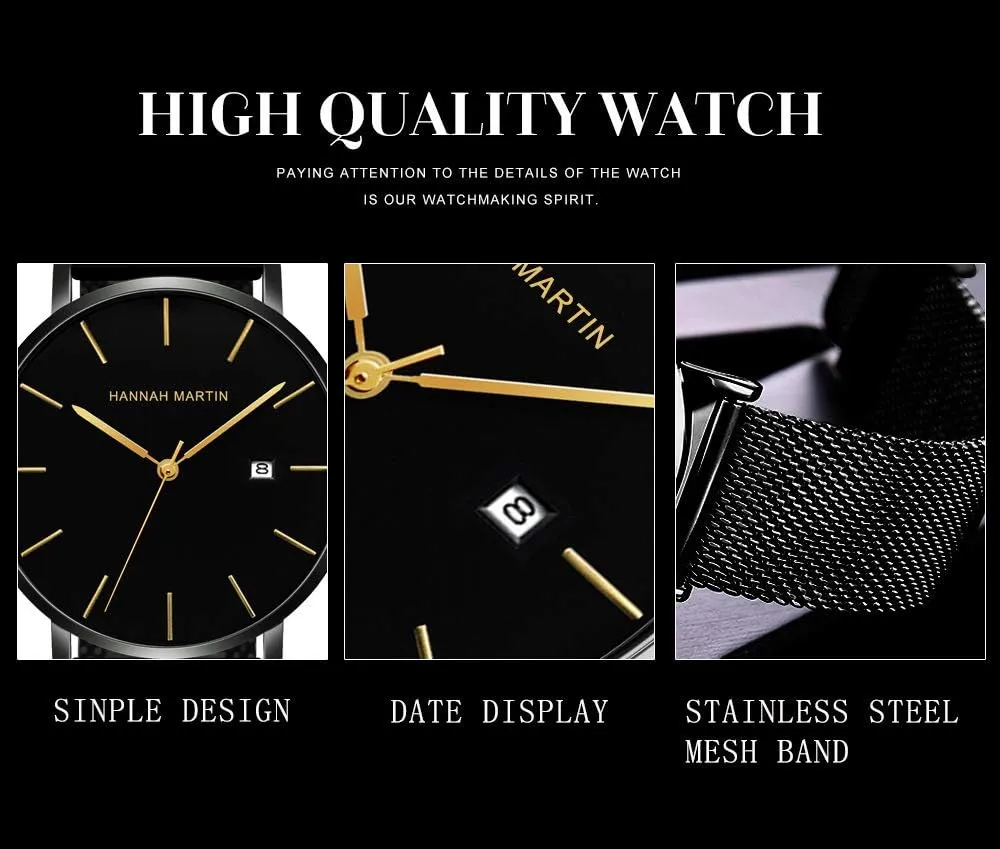 Calendar Watch Business Formal Casual Occasion Ultra-Thin Stainless Steel Mesh totality crest Band Design Watch for Men Fashion Men??s Minimalist Watch Quartz Analog Waterproof 