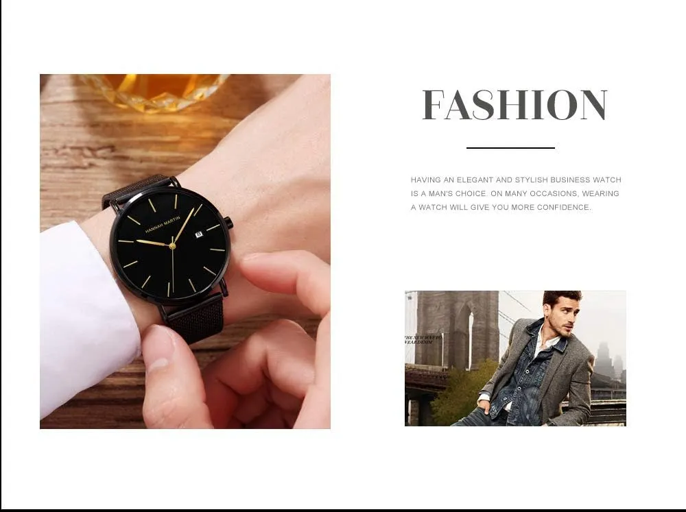 Calendar Watch Business Formal Casual Occasion Ultra-Thin Stainless Steel Mesh totality crest Band Design Watch for Men Fashion Men??s Minimalist Watch Quartz Analog Waterproof 