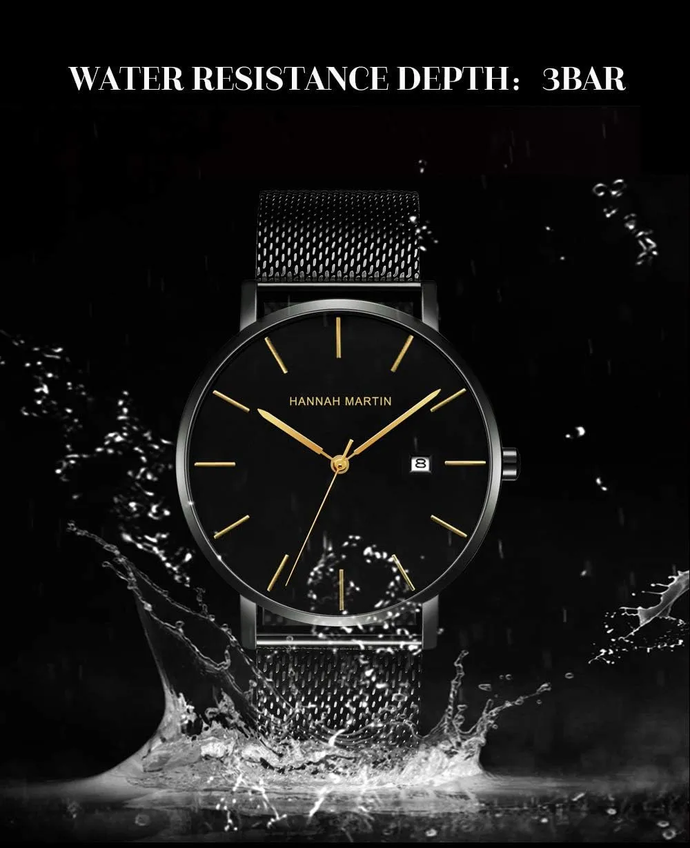 Calendar Watch Business Formal Casual Occasion Ultra-Thin Stainless Steel Mesh totality crest Band Design Watch for Men Fashion Men??s Minimalist Watch Quartz Analog Waterproof 
