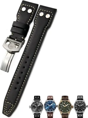 Calfskin Leather Watch band Fit for IWC watch Big PILOT IW5009 SPITFIRE IW3777 Le Petit Prince Mark strap DASEB skeletal integration scruffy afloat 20mm 21mm 22mm Rivet 