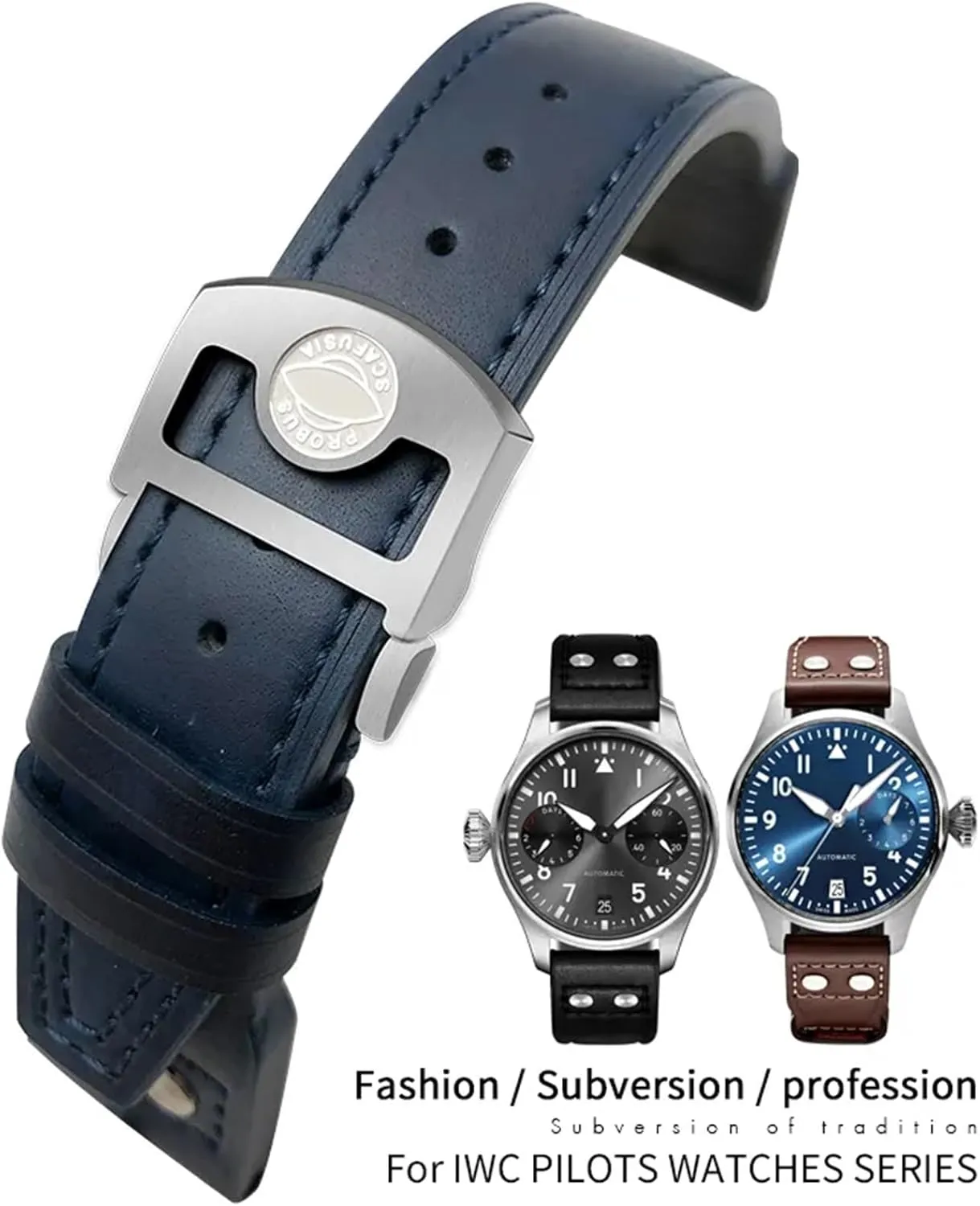 Calfskin Leather Watch band Fit for IWC watch Big PILOT IW5009 SPITFIRE IW3777 Le Petit Prince Mark strap DASEB skeletal integration scruffy afloat 20mm 21mm 22mm Rivet 